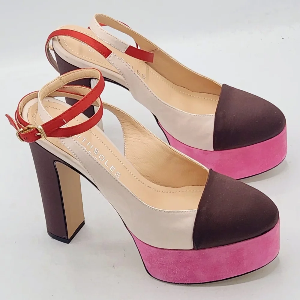 BEAUTIISOLES by Robyn Shreiber Colorblock Platform Heels Italy 37/7 US